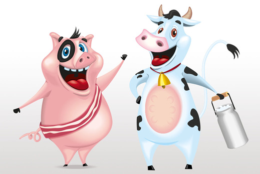 pig & cow - Mascottes